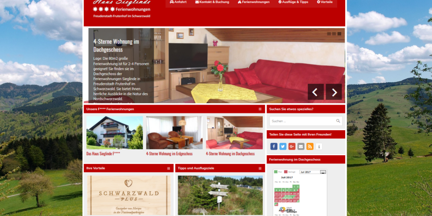 Neue Webseite der Ferienwohnung Sieglinde Schwarzwald